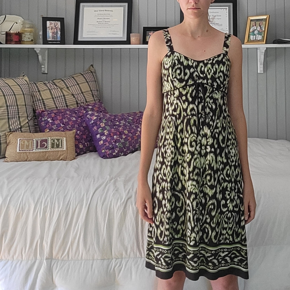 Dress Barn Green and Brown Dress with shrug